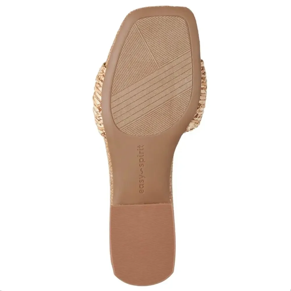 Easy Spirit Women's Gatlin Woven Low Block Heel Sandals Natural Size 6